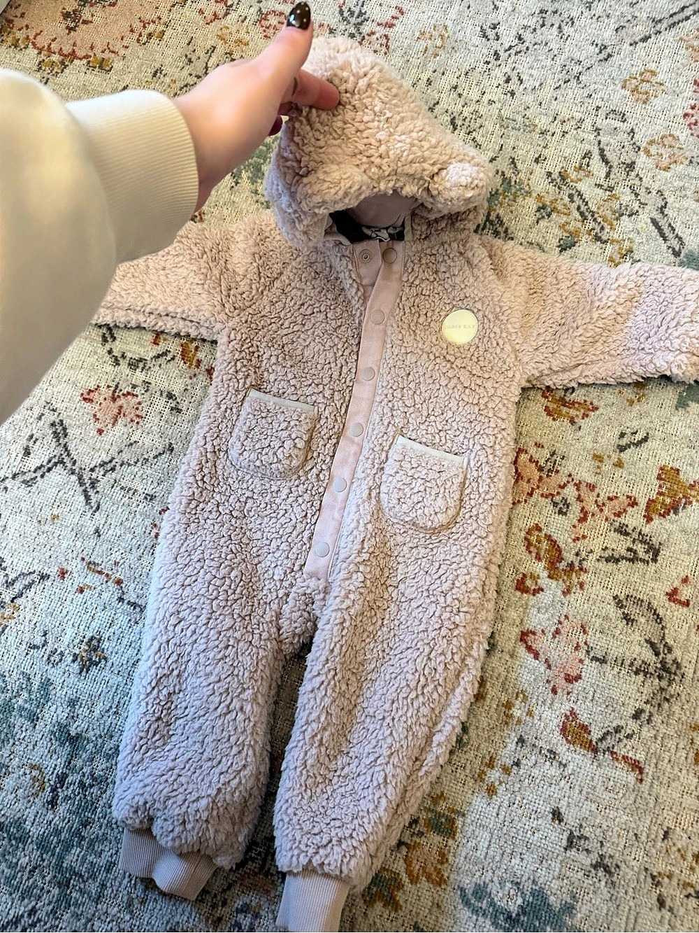 Jamie Kay Baby Girl Bear Sherpa Buntinh suit